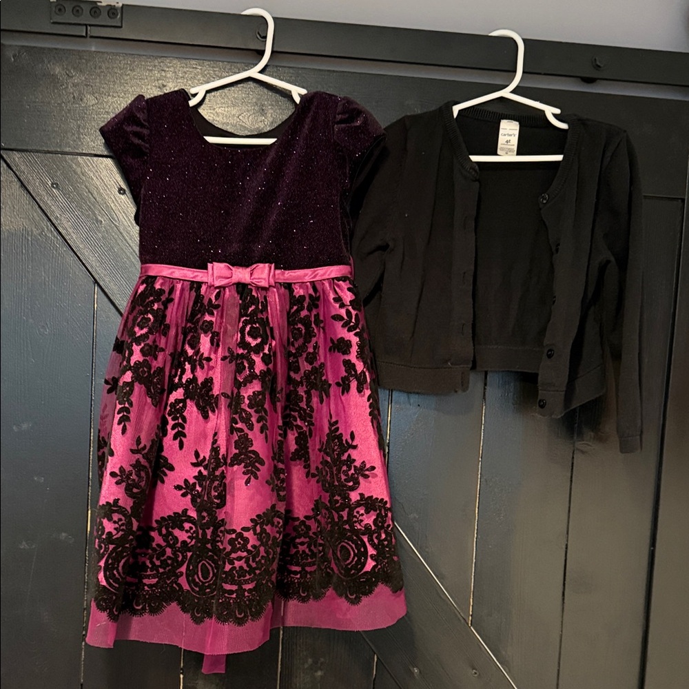 Pink Dress with Black Cardigan